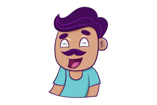 Dibujos Animados Vectoriales Ilustración Hombre Riendo Aislado Sobre Fondo Blanco — Vector de stock