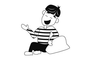 Çocuğun vektör karikatür çizimi çok şık duruyor. Beyaz bir arkaplanda izole edilmiş.