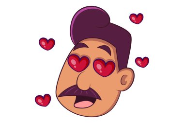 İnsanın kalp şeklindeki gözlerinin vektör çizimi. Beyaz bir arkaplanda izole edilmiş.