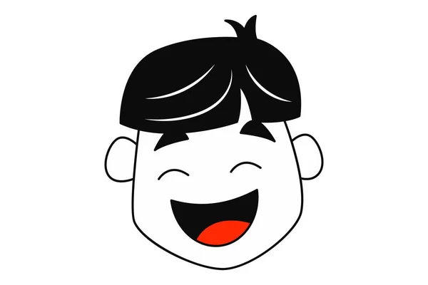 Vektor Cartoon Illustration Des Jungen Glückliches Gesicht Isoliert Auf Weißem — Stockvektor