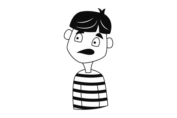 Bir Çocuğun Vektör Karikatür Çizimi Düşünülebilir Beyaz Bir Arkaplanda Izole — Stok Vektör