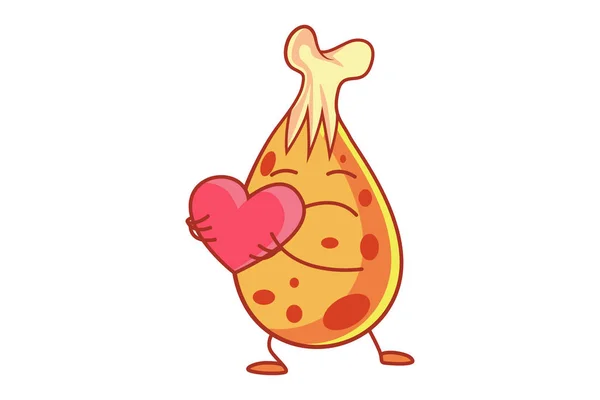 Lindo Personaje Pollo Con Corazón Ilustración Vectorial Aislado Sobre Fondo — Archivo Imágenes Vectoriales