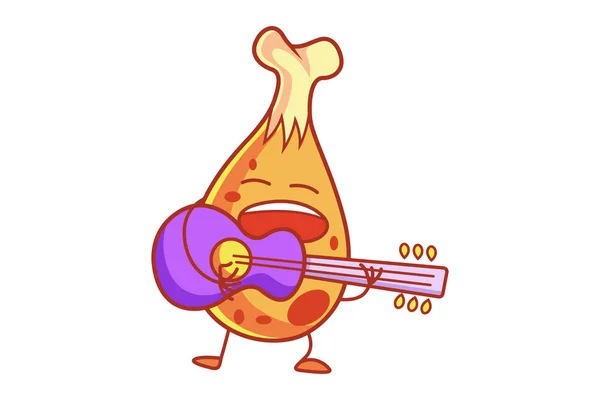 Lindo Pollo Toca Guitarra Ilustración Vectorial Aislado Sobre Fondo Blanco — Archivo Imágenes Vectoriales