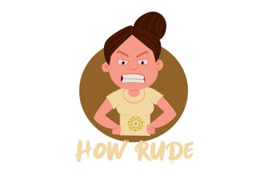 Kızgın kızın vektör karikatür çizimi. Mektup yazmak ne kadar kaba. Beyaz bir arkaplanda izole edilmiş.