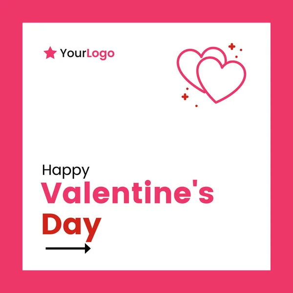 Vector Illustration Happy Valentine Day Banner Design — 스톡 벡터