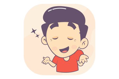 Gülümseyen çocuğun vektör karikatür çizimi. Beyaz bir arkaplanda izole edilmiş.