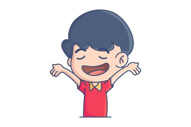 Mutlu bir çocuğun vektör karikatür çizimi. Beyaz bir arkaplanda izole edilmiş.