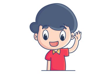 El sallayan bir çocuğun vektör karikatür çizimi. Beyaz bir arkaplanda izole edilmiş.