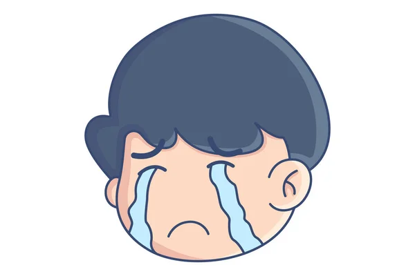 少年の涙のベクトル漫画のイラスト 白い背景に隔離された — ストックベクタ