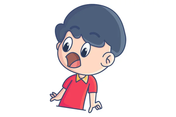 Vector Cartoon Illustration Shocked Boy Isolated White Background — 스톡 벡터