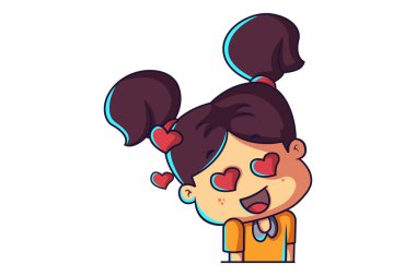 Kendini sevimli hisseden bir kızın vektör çizimi. Beyaz bir arkaplanda izole edilmiş.