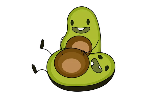 Vector Cartoon Illustration Two Avocados Playing Isolated White Background — 图库矢量图片