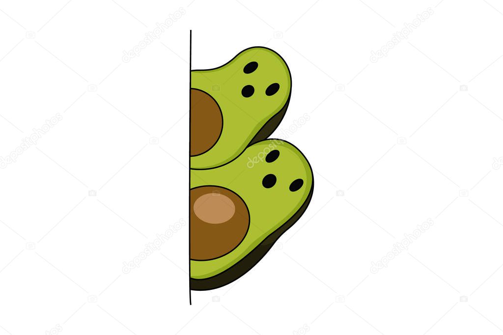 Vector cartoon illustration of two avocados. Isolated on a white background.