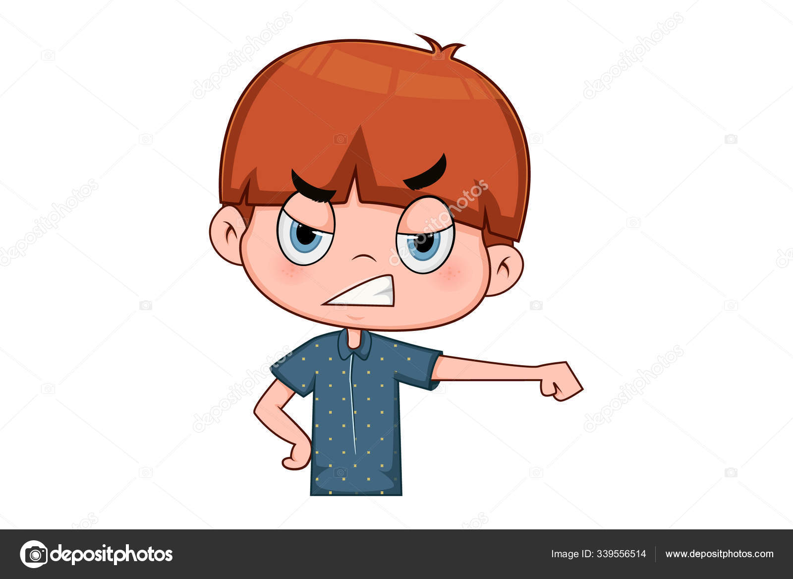 Vector Cartoon Illustration Little Angry Boy Isolated White Background  Stock Vector by ©F1Digitals 339556514