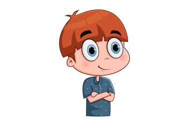 Vector cartoon illustration of a cute boy standing in style. Isolated on a white background.