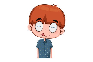 Vector cartoon illustration of smiling naughty cute boy. Isolated on a white background.