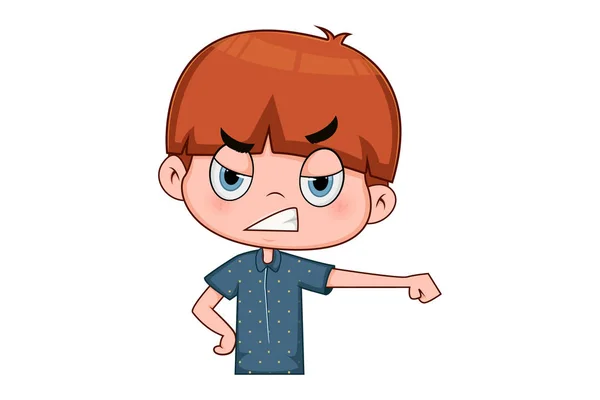 Vector Cartoon Illustration Little Angry Boy Isolated White Background — 图库矢量图片