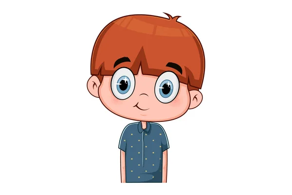 Vector Cartoon Illustration Smiling Cute Boy Isolated White Background — 스톡 벡터