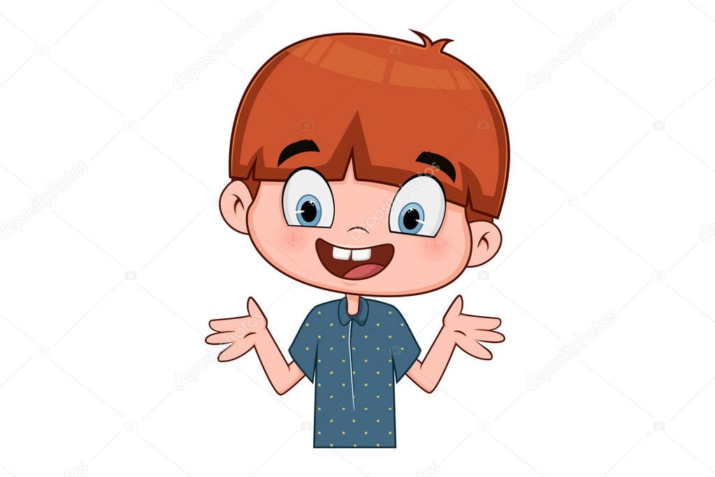 Vector cartoon illustration of the laughing cute boy. Isolated on a white background.