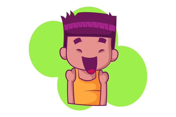 Vector Cartoon Illustration Boy Laughing Isolated White Background — 스톡 벡터