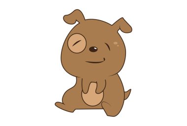 Köpeğin oturuşunun vektör karikatürü. Beyaz arkaplanda izole.