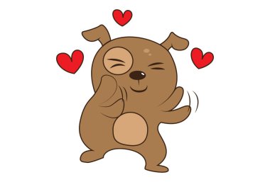 Aşık sevimli bir köpeğin vektör çizgi film çizimi. Beyaz arkaplanda izole.