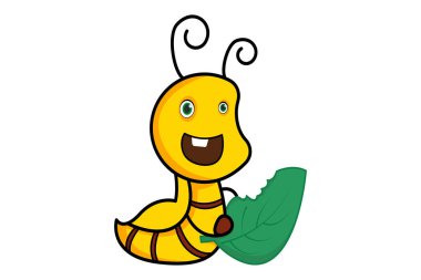 Vector cartoon illustration of the butterfly with leaf. Isolated on white background.