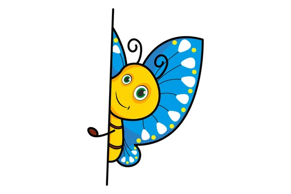 Dibujos Animados Vectoriales Ilustración Mariposa Aislado Sobre Fondo Blanco — Vector de stock