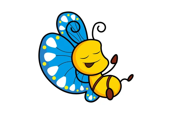 Vector Cartoon Illustration Resting Butterfly Isolated White Background — 스톡 벡터