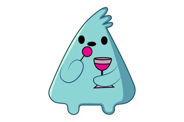 Illustrazione Del Cartone Animato Vettoriale Simpatico Personaggio Emoji Con Mano — Vettoriale Stock