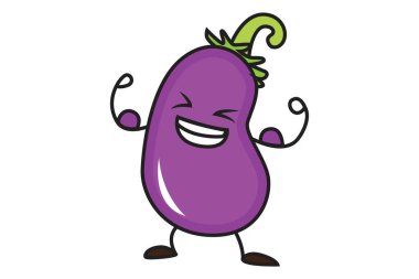 Patlıcan kaslarını gösteren vektör çizgi film çizimi. Beyaz arkaplanda izole.