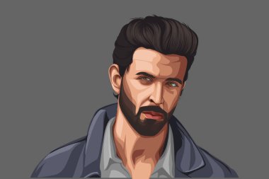 Aktör Hrithik Roshan 'ın vektör çizimi. Renkli arkaplanda izole.