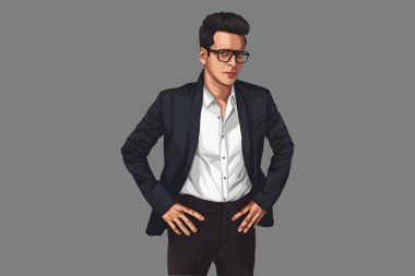 Aktör Manoj Bajpai 'nin vektör çizimi. Renkli arkaplanda izole.