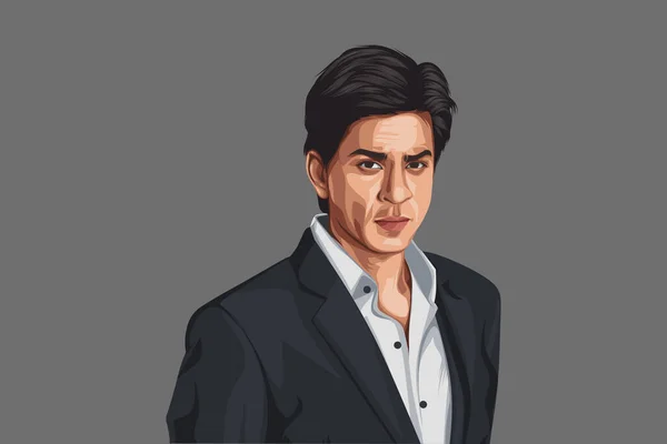 Vector Cartoon Illustratie Van Acteur Shahrukh Khan Geïsoleerd Gekleurde Achtergrond — Stockvector