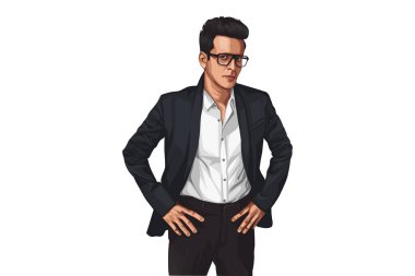 Aktör Manoj Bajpai 'nin vektör çizimi. Beyaz arkaplanda izole.