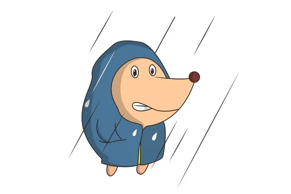 Desenho Animado Vetorial Ilustração Ouriço Chuva Isolado Sobre Fundo Branco — Vetor de Stock