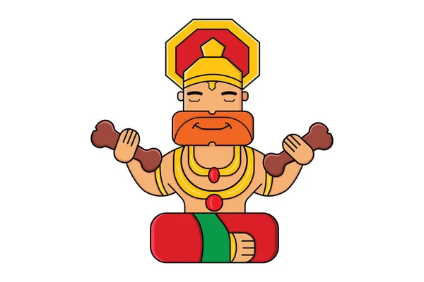 Vector Cartoon Illustration Lord Hanuman Isolated White Background — Stock Vector