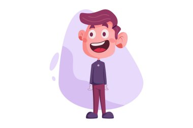 Mutlu çocuğun vektör karikatür çizimi. Beyaz arkaplanda izole.