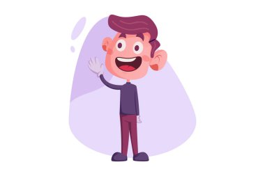 El sallayan çocuğun vektör karikatür çizimi. Beyaz arkaplanda izole.