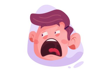 Bağıran çocuk yüzünün vektör çizimi. Beyaz arkaplanda izole.