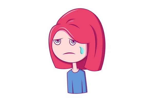 Vector Cartoon Illustration Disappointed Girl Isolated White Background — Stock Vector