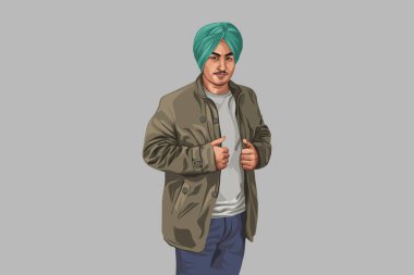 Sardar bir adamın vektör karikatür çizimi. Renkli bir arkaplanda izole edilmiş.
