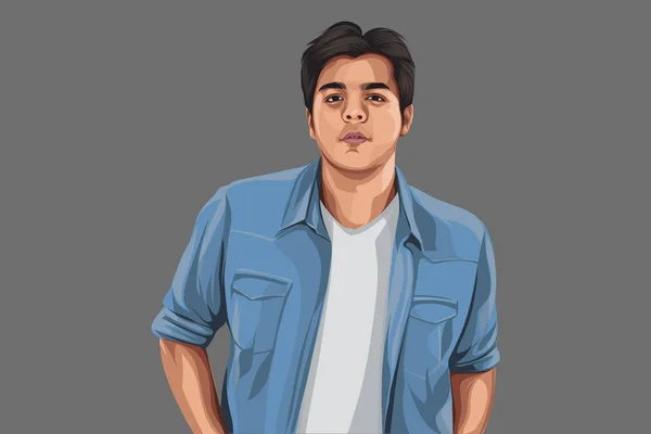 Vector Cartoon Illustration Von Ashish Chanchlani Isoliert Auf Farbigem Hintergrund — Stockvektor