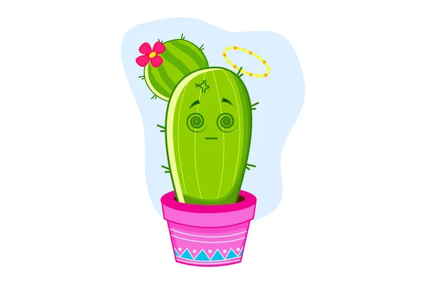 Vektor Rajzfilm Illusztrációja Kaktusz Virág Fazékban Fehér Alapon Elszigetelve — Stock Vector