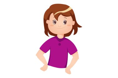 Kızın vektör karikatür çizimi gurur duysun. Beyaz arkaplanda izole.