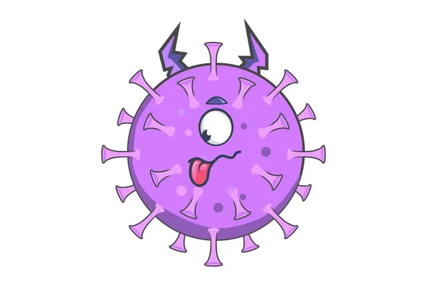 Vektor Cartoon Illustration Des Coronavirus Mit Zunge Isoliert Auf Weißem — Stockvektor