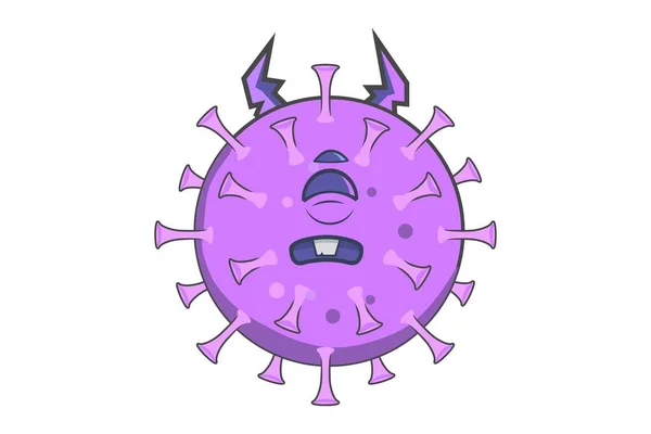 Ilustrasi Kartun Vektor Dari Virus Corona Dengan Mata Tertutup Terisolasi - Stok Vektor