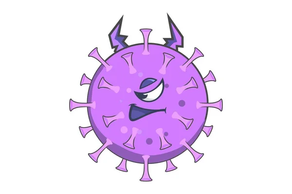 Vektor Cartoon Illustration Des Coronavirus Mit Lächelndem Gesicht Isoliert Auf — Stockvektor