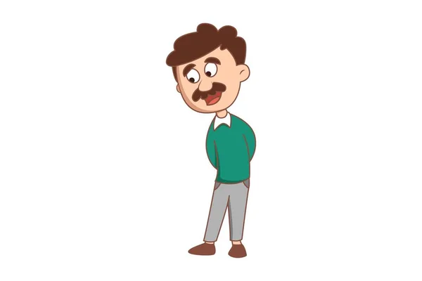 Ilustración Dibujos Animados Vectoriales Cara Sonriente Del Hombre Aislado Sobre — Vector de stock