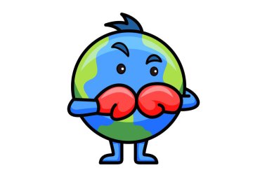 Eldiven takan Dünya 'nın vektör çizimi. Beyaz arkaplanda izole.